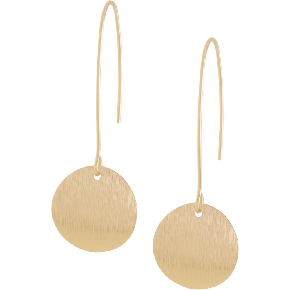 Vintage Gold Plated Disc Dangle Drop Earrings, Vintage Boho Statement Jewelry Gi
